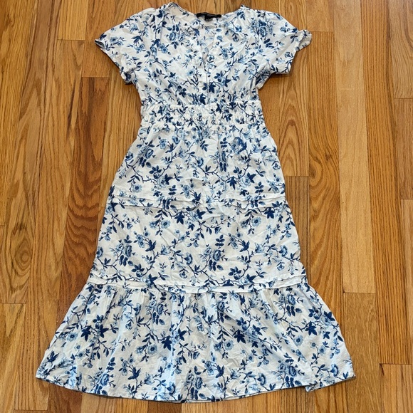 French Connection size small Floral tiered Blue and White Maxi Dress - Picture 1 of 5